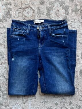 Flying Monkey Dark Blue Skinny Jeans with Light Distressing